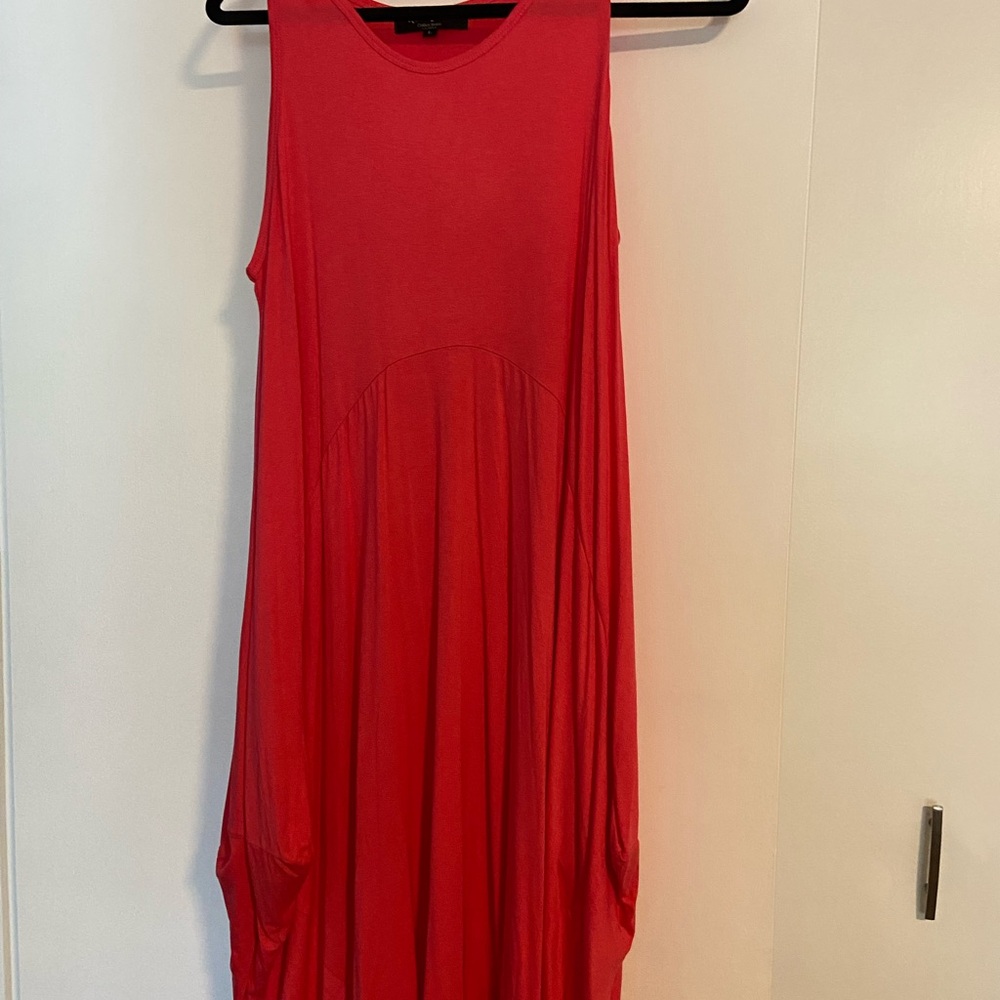 Coral Sleeveless Dress with balloon hem
